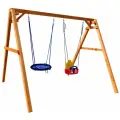 Качели деревянные National Tree Company P911-3 с качелями гнездо 60 см и качелями со спинкой