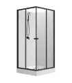 Душевая кабина Loranto NEO 90x90x205 c низким поддоном 15 см, прозрачное закаленное стекло 5 мм, задние стеклянные стенки белые, профиль черный-матовый (CS-21801)