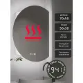 Зеркало-шкаф Дафна 70*50 c холодной LED-подсветкой, петли справа, часы, подогрев