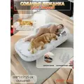 Лежанка для собак и людей, для животных средних и крупных пород, складной, большой размер, 180*115*25 см, светло-серый