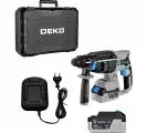 Бесщеточный аккумуляторный перфоратор DEKO DKCH20FU-Li в кейсе + оснастка 5 шт, 20 В, 2x4.0Ач 063-4419