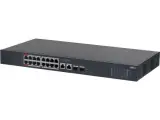 DAHUA 16-портовый гигабитный PoE коммутатор с функцией облачного управления Порты: 16 RJ45 10/100/1000Мбит/с (PoE/PoE+/Hi-PoE), 2 RJ45 10/100/1000Мби