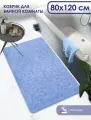 Коврик для ванной, прикроватный коврик противоскользящий, не промокаемый. SHAHINTEX РР/ 80х120 см/002 голубой, мягкий