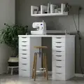 Стол письменный ГУД лакк Ингар, 16 ящиков, 140х106х55 см, белый