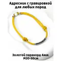 Украшение. Тихий адресник с гравировкой. Жетон 50мм на шнурке 4мм. Золотой М