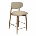 Стул кухонный полубарный деревянный со спинкой мягкий Lucas3 латте бежевый букле с ножками цвета орех