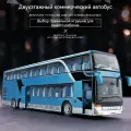 Детский игрушечный двухэтажный автобус, металлическая модель междугороднего туристического автобуса,8,1, синий