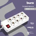 Сетевой фильтр Buro 800SH-1.8-W 1.8м, 8 розеток, белый