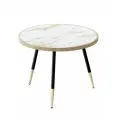 Журнальный стол Рим 48 (01) Белый мрамор/Поталь латунь/Черный