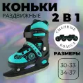 Коньки раздвижные ледовые 2 в 1 со сменными колесами