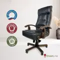 Компьютерное кресло руководителя офисное Локарно, кожаное, дерево, нагрузка 200 кг, черное