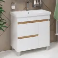 Тумба с раковиной Aqua de Marco SYDNEY 80 с ящиками и дверкой, белая, для ванной