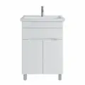 Тумба напольная SanStar Модена 60 с раковиной Фостер 60 (комплект) для ванной комнаты, белая