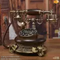 Винтажный проводной телефон - определитель номера, Старинный проводной телефон, корпус из искусственного красного дерева