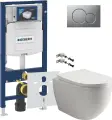 Комплект Унитаз подвесной Ceramicanova Mia Rimless CN1805 / Шумоизоляция Geberit / Кнопка Sigma лакированная, матовый хром, Инсталляция Duofix UP 320 111.300.00.5, Крепления к стене