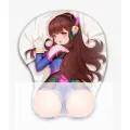 Коврик для мыши D.Va Овервотч 3D в стиле Аниме тянки с подушкой для поддержки запястья, коврик антистресс 21,5х25,5см, №056