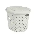 Корзина для белья “Rattan” 14л, молочный туман, 325х280х280мм, с крышкой