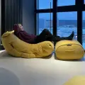 Бескаркасное кресло для отдыха с оттоманкой aLounge - Acoustic Lounge - Yellow Shine (велюр, желтый) - лаунж мебель в гостиную, спальню, детскую, офис, на балкон