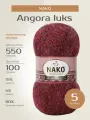Пряжа для вязания спицами, крючком NAKO Нако Angora luks (Ангора Люкс) тонкая, шерсть мохер премиум акрил, цвет: 21359 Мультиколор (красно-серый), 5 шт. по 100 г, 550 м