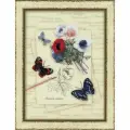 Набор для вышивания риолис, РТ-0002, Бабочки и анемоны, 30*40 см