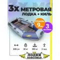 Лодка ПВХ под мотор надувная ЛП 300 СК с жёстким полом и килем для рыбалки / серо-синяя