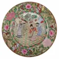 Винтажная декоративная тарелка Китайский дворец. Фарфор, эмаль, ручная роспись. Китай, 1940- ее