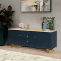 Тумба под телевизор Кураж Вега Сапфир с ящиками, на ножках 150,1х42,4х61,8 см синяя