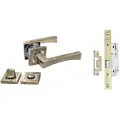 Ручка дверная межкомнатная с защелкой и фиксатором, античная бронза Loid 167 AB + замок M-2055 B AB + завертка квадратная AB