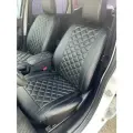 Комплект чехлов для LADA Granta / Datsun on-Do (задние спинка и сидение сплошные). Экокожа, ромб, черный, белая строчка.