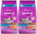 WHISKAS аппетитный обед для взрослых кошек c лососем с нежным паштетом (5 + 5 кг)