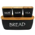 Хлебница из бамбук. волокн. 36*20.2*13.5см с бамбук крыш. и емкось. 11*11*10.6см. 3шт (черный) Kamille 1133B