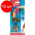 Комплект 10 наб, Карандаши цветные Maped COLORPEPS STAR, трехгранные, дерево,12цв/наб,183212