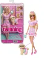 Кукла Mattel Barbie Twinning Looks JFP36, шарнирная, с аксессуарами и питомцем