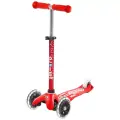 Трёхколесный самокат Micro Mini Deluxe LED, для детей от 2-х лет, Красный