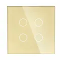 Сенсорный выключатель 4 клавиши 1 пост, (4G) стекло 86х86мм цвет золотой