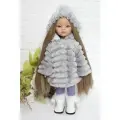 Комплект одежды и обуви для кукол Paola Reina 32, (шуба полоска, костюм, сапожки) серый, лиловый, белый