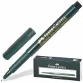 Ручка капиллярная (линер) FABER-CASTELL Finepen 1511, черная, корпус темно-зеленый, линия 0,4 мм, 151199, 10шт в компл.