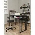 Стол маникюрный с полками и ящиком для салона красоты и офиса узкий KM LOFT черный/черный
