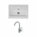 Раковина для ванной AM.PM Gem M90WCC0602WG-F8002700 с поворотным смесителем Like хром, 60 см, мебельная, встроенная, белый глянец,