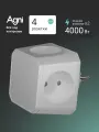 Тройник для розетки, AGNI, 4 розеток, разветвитель электрический, защитные шторки