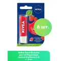 Nivea Бальзам для губ Фруктовое сияние Клубника 4.8 г - 6 шт