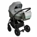 Коляска 2 в 1 Alis ALVARO al 10 (т. серый+св. серый+шалфей кожа), надувные колеса