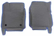 Передние ковры для Ford Focus 3 / Форд Фокус 3. Цвет - Серый. Кант - Синий.