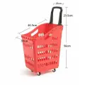 Корзина покупательская на 4 колесах, пластиковая, с одной ручкой, 65 л, красная