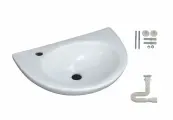 Рукомойник Уют левый Лобненский стройфарфор с гофрированным сифоном и креплением