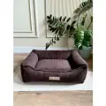 Лежанка со съёмным чехлом Pets Parking, S (65x50 см), для кошек и собак, велюр, гипоаллергенный холлофайбер, коричневая