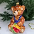 Irena-Co елочная игрушка, стекло Мишка с мячом (12,5х8,5х9см)