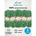 Пряжа для вязания руками с готовыми петлями ALIZE 'Puffy Fine' 100г, 14,5м (532 изумрудно-зеленый), 5 мотков