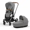 Детская коляска 2в1 Cybex Priam IV, цвет Mirage Grey / Chrome Brown (Серый / Серебристое шасси)