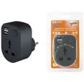 Адаптер универсальный поворотный с/з 250В 16А + 2USB 2.1A черный TDM